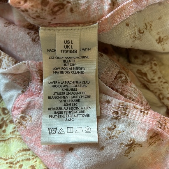 Pilcro and the Letterpress Tavi Blouse Button Down Yellow Pink Anthropologie L - Picture 11 of 13